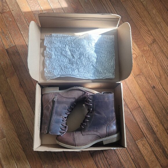 NIB Steve Madden Men's Genuine Leather Combat Boots, 11.5 Wide - Picture 10 of 13